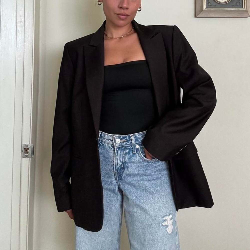 Calvin Klein Black Blazer Size 10 Oversized Tailored Suit Jacket